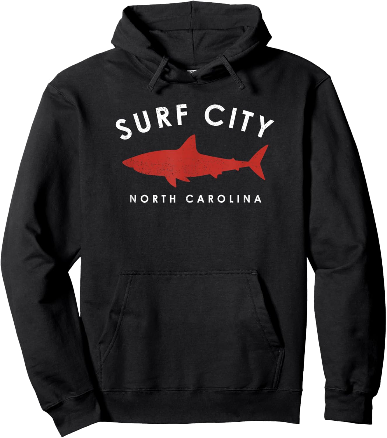 Surf City North Carolina Shark Souvenir Kids Hoodie - Hoodie | Black