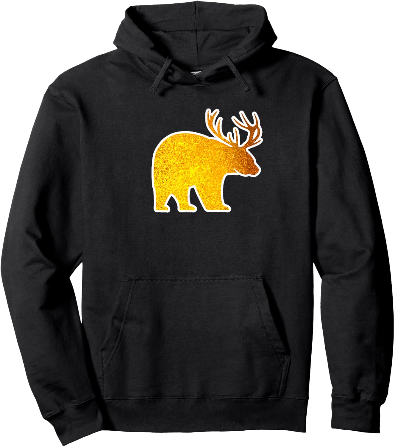 Bear with Deer Antlers Funny Beer Lover Spirit Animal Hoodie - Hoodie | Black