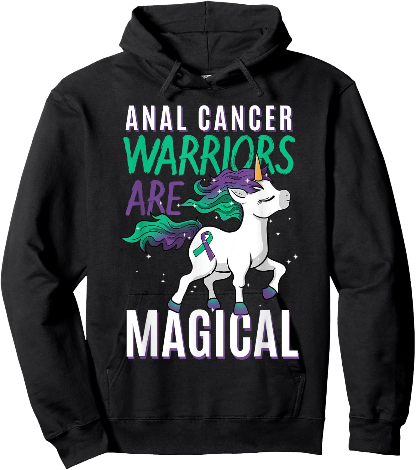 Anal Cancer Awareness Supporter Fighter Unicorn Lover Gift Hoodie - Hoodie | Black