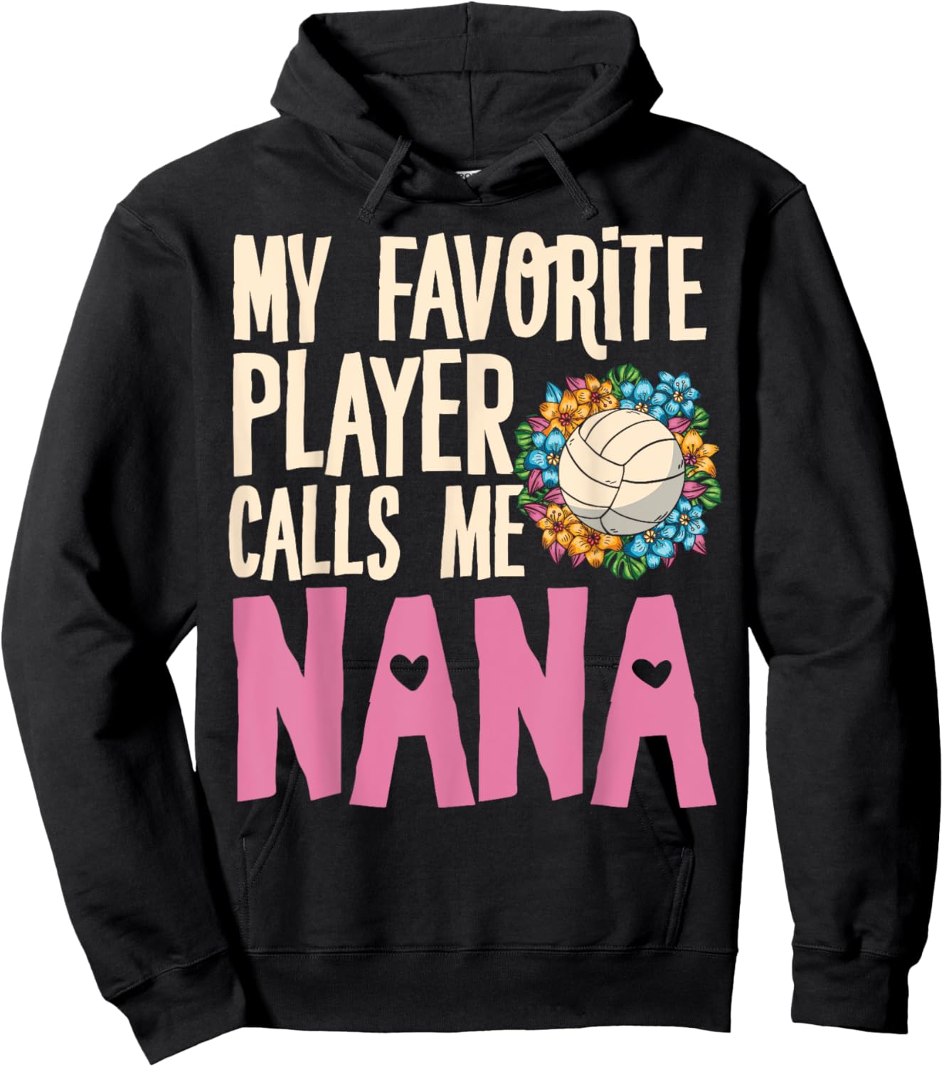 Nana Volleyball Fan Player Team Sport Spiker Grandmother Hoodie - Hoodie | Black