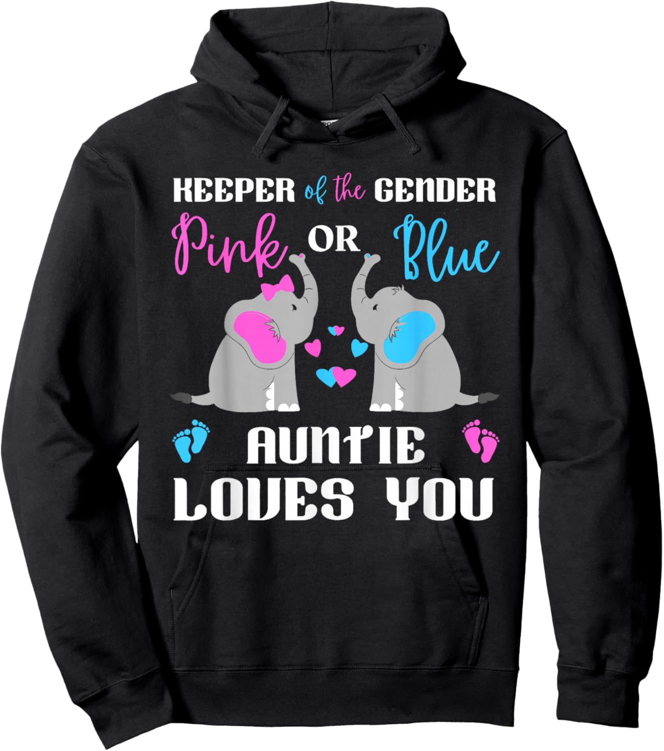 Keeper Of The Gender Pink Or Blue Auntie Loves You Elephant Hoodie - Hoodie | Black