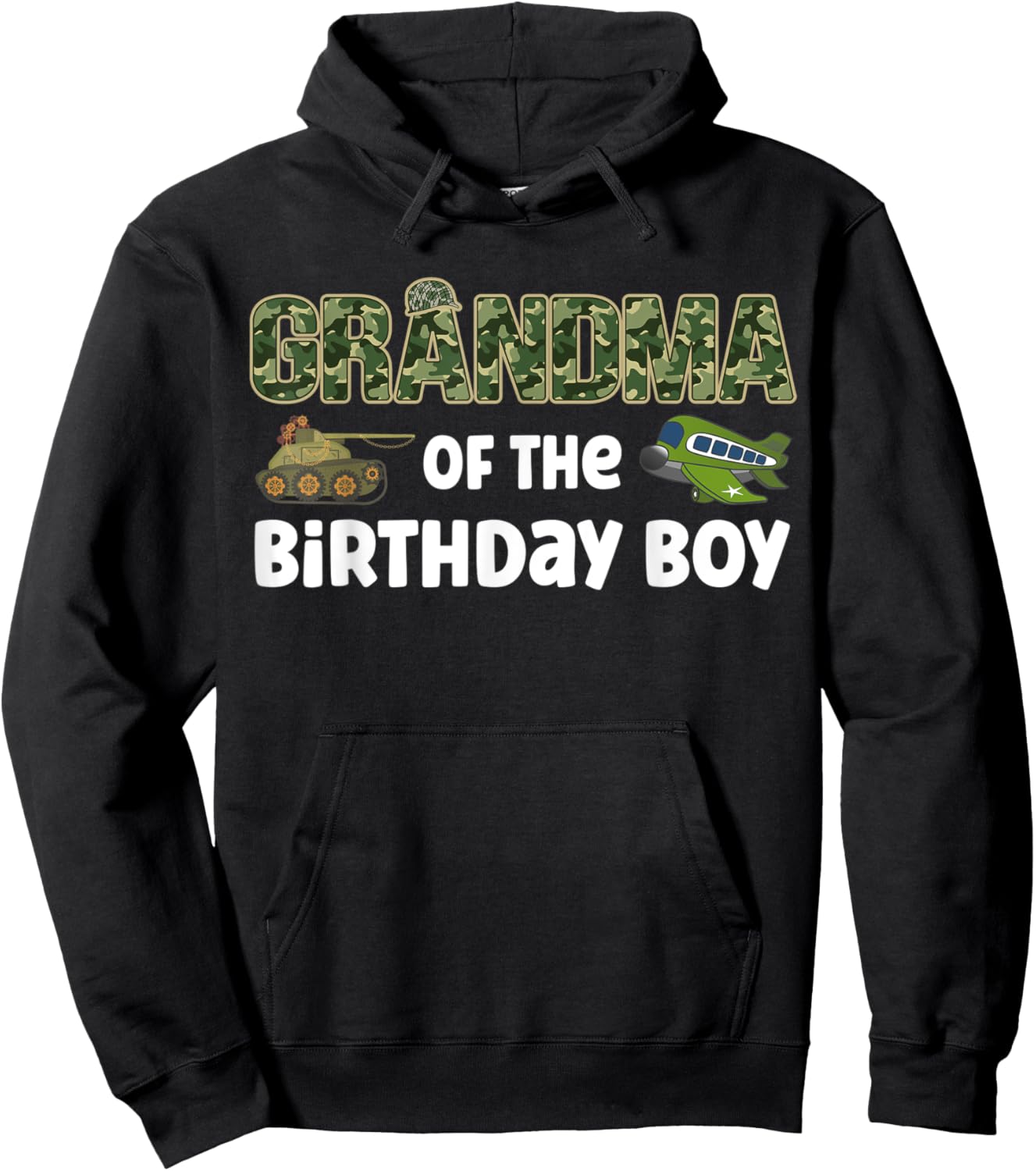 Grandma of the Birthday Boy Army Camouflage Birthday Party Hoodie - Hoodie | Black