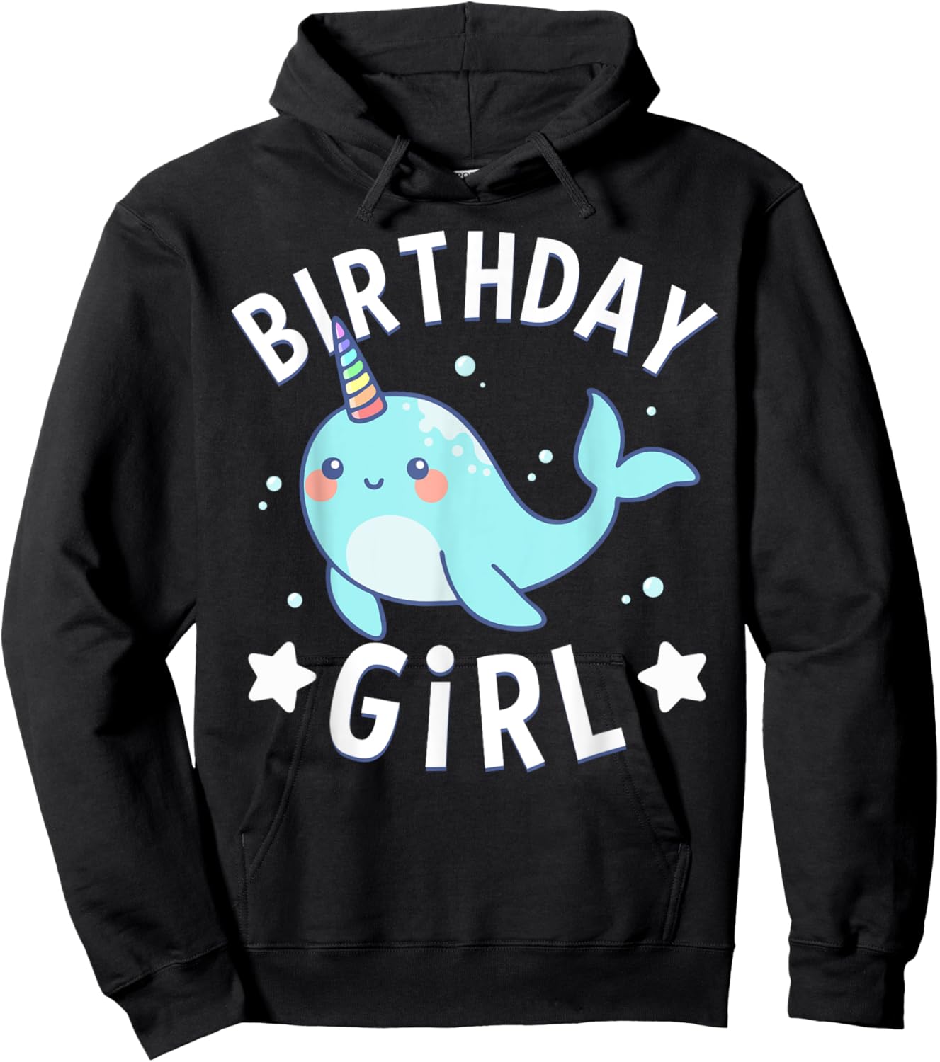 Birthday For Girl Party Cute Narwhal Sea Unicorn Hoodie - Hoodie | Black