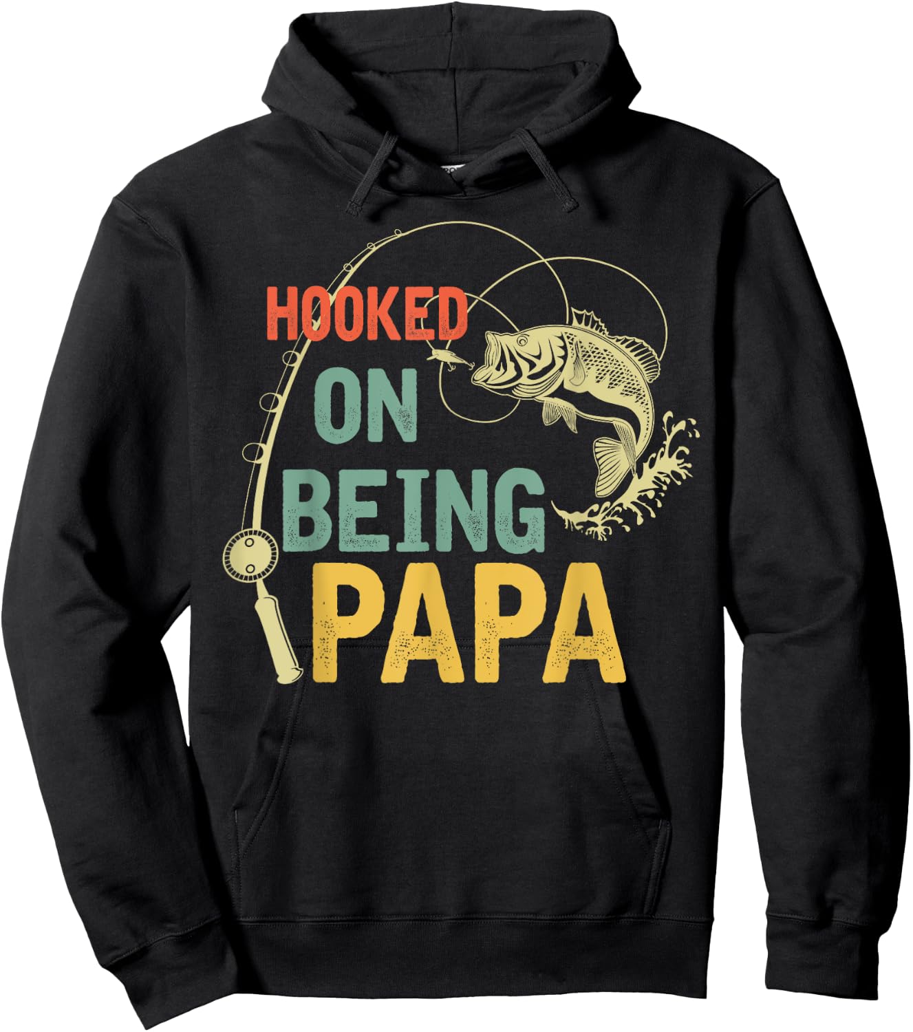 Father's Day Gift - Hooked on being Papa Hoodie - Hoodie | Black