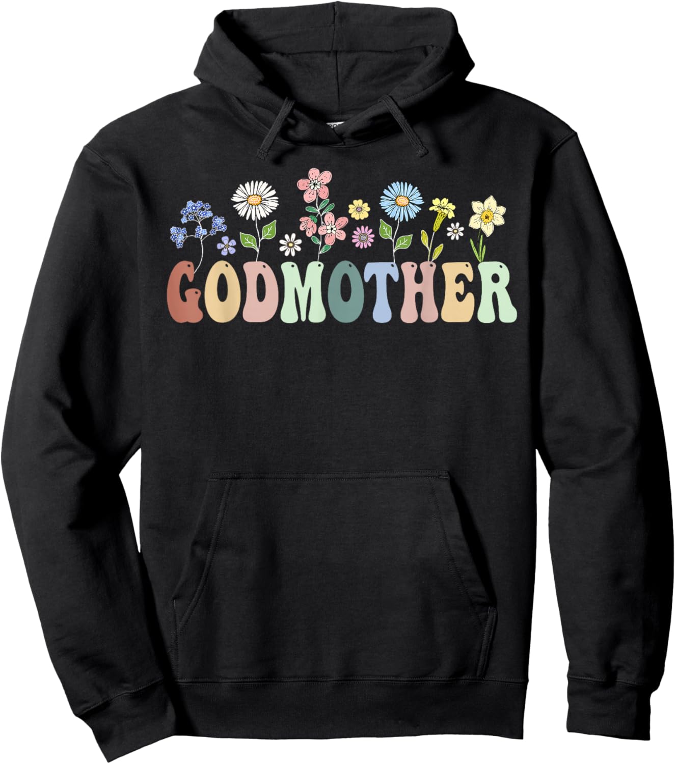 Godmother Gifts Women Wildflower Floral Design Godmother Hoodie - Hoodie | Black