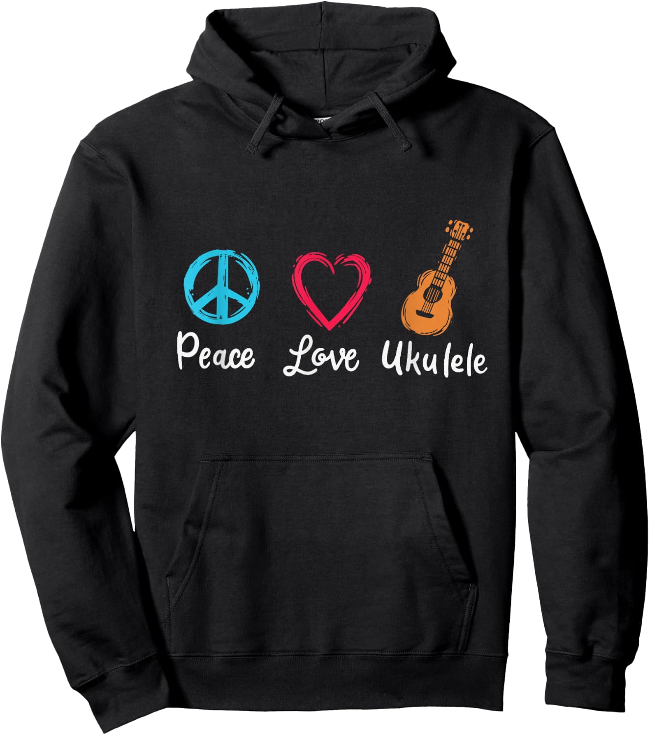Peace Love Ukulele Hoodie - Hoodie | Black
