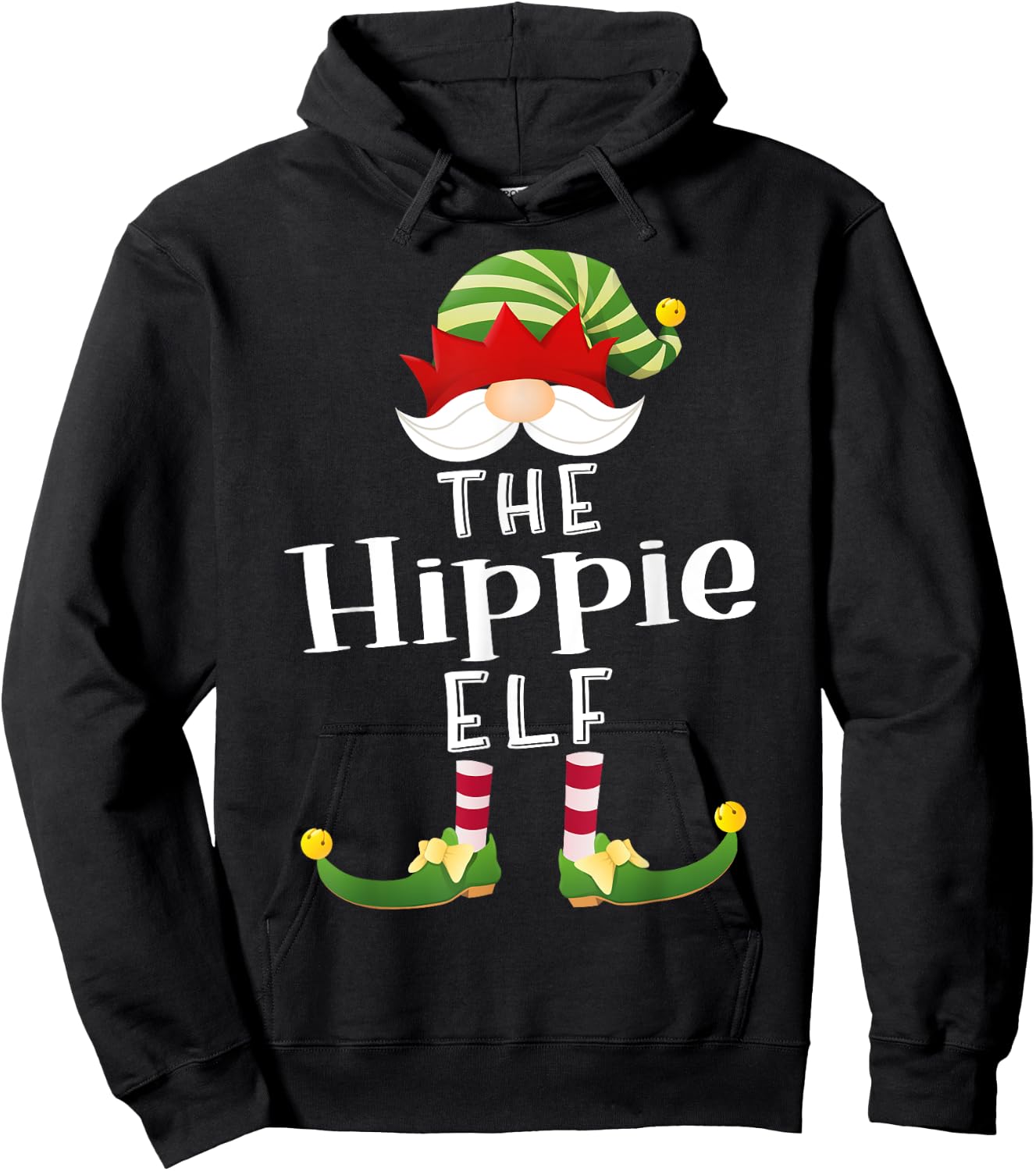 Hippie Elf Group Christmas Funny Pajama Party Hoodie - Hoodie | Black