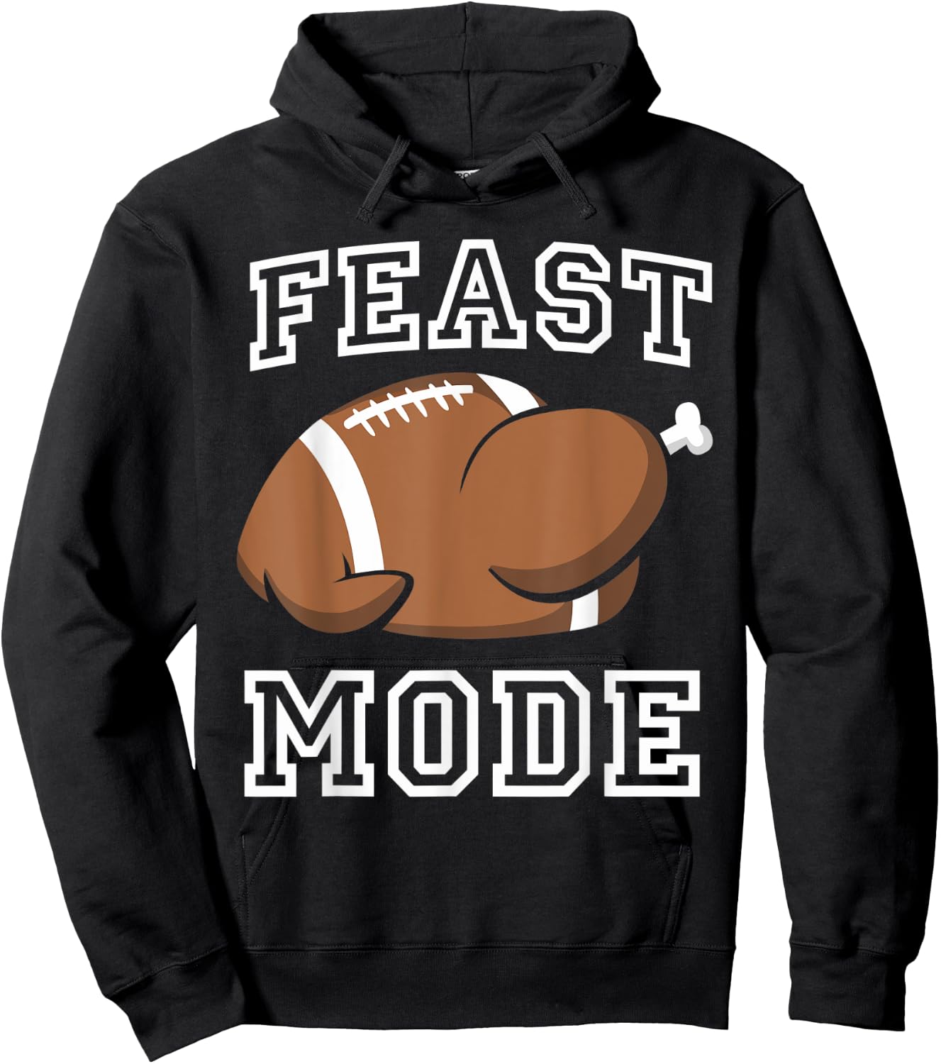 Feast Mode Football Turkey Cool Thanksgiving Hoodie - Hoodie | Black