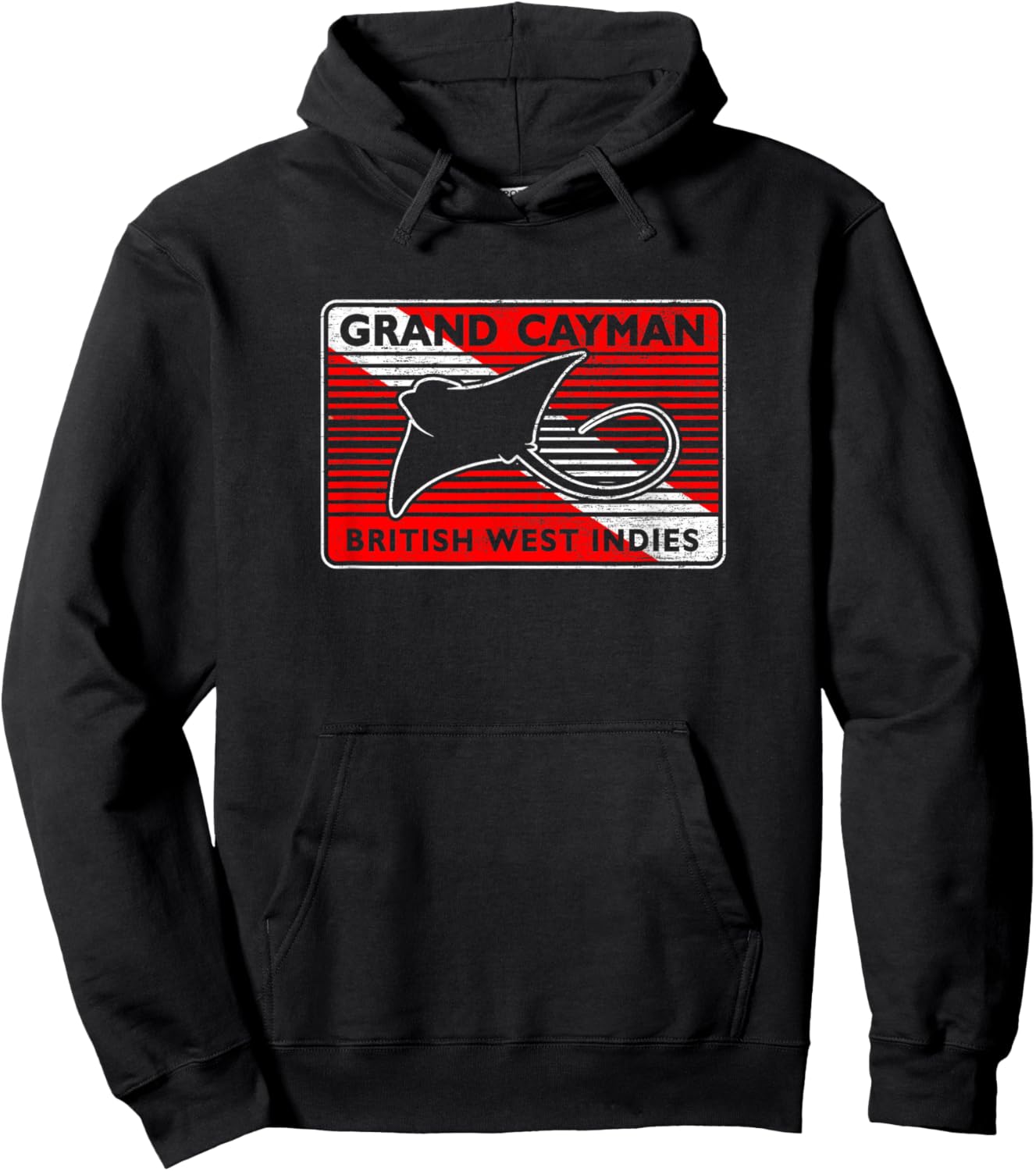 Retro Grand Cayman Islands Stingray City Scuba Diving Hoodie - Hoodie | Black
