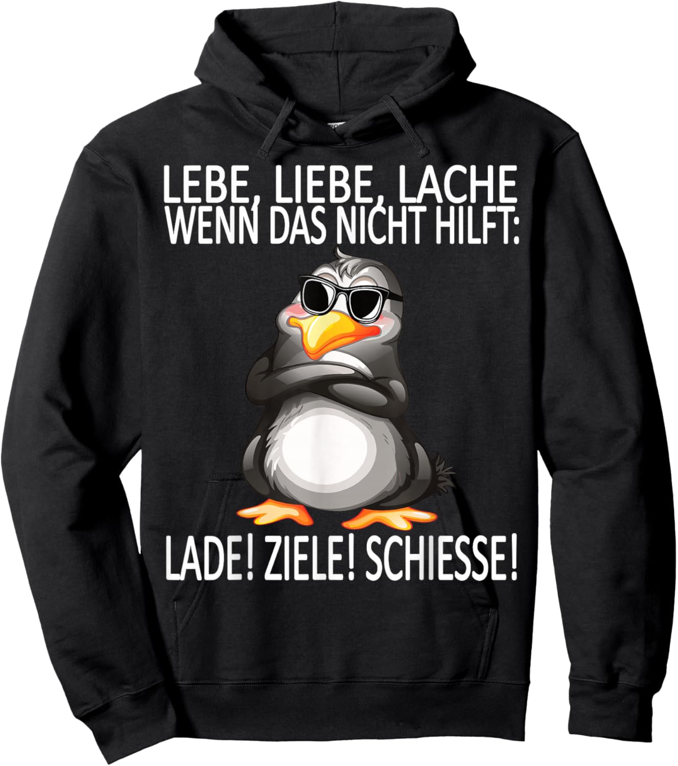 lebe liebe lache lustiges Design mit süßem Pinguin Hoodie - Hoodie | Black