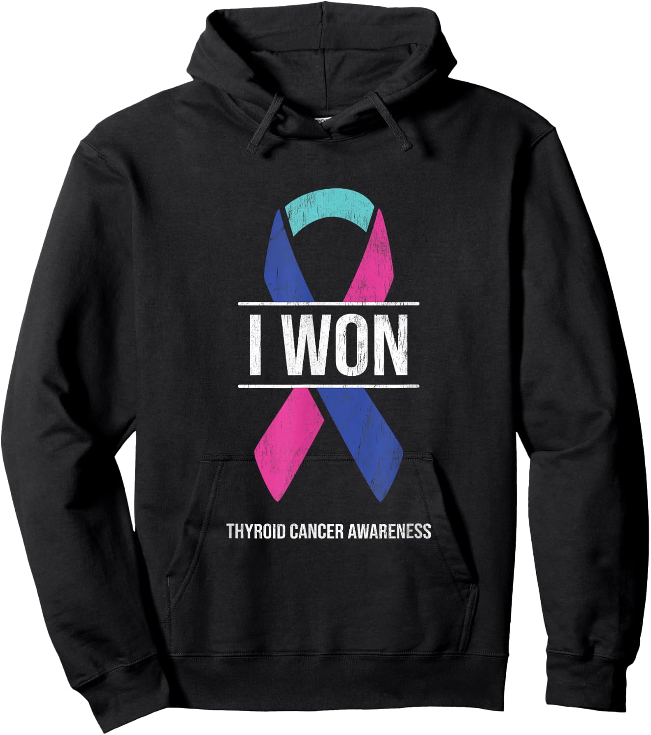 I Won Thyroid Cancer Awareness Thyroid Cancer Ribbon Hoodie - Hoodie | Black