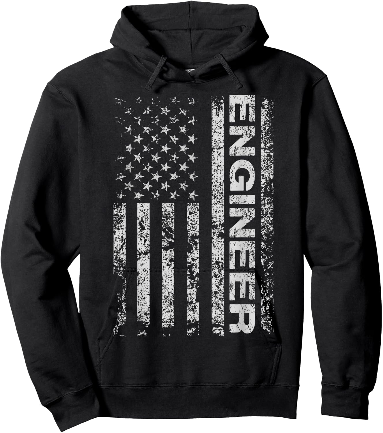 Engineer American USA Flag Funny Mechanical Aircraft Gift Hoodie - Hoodie | Black