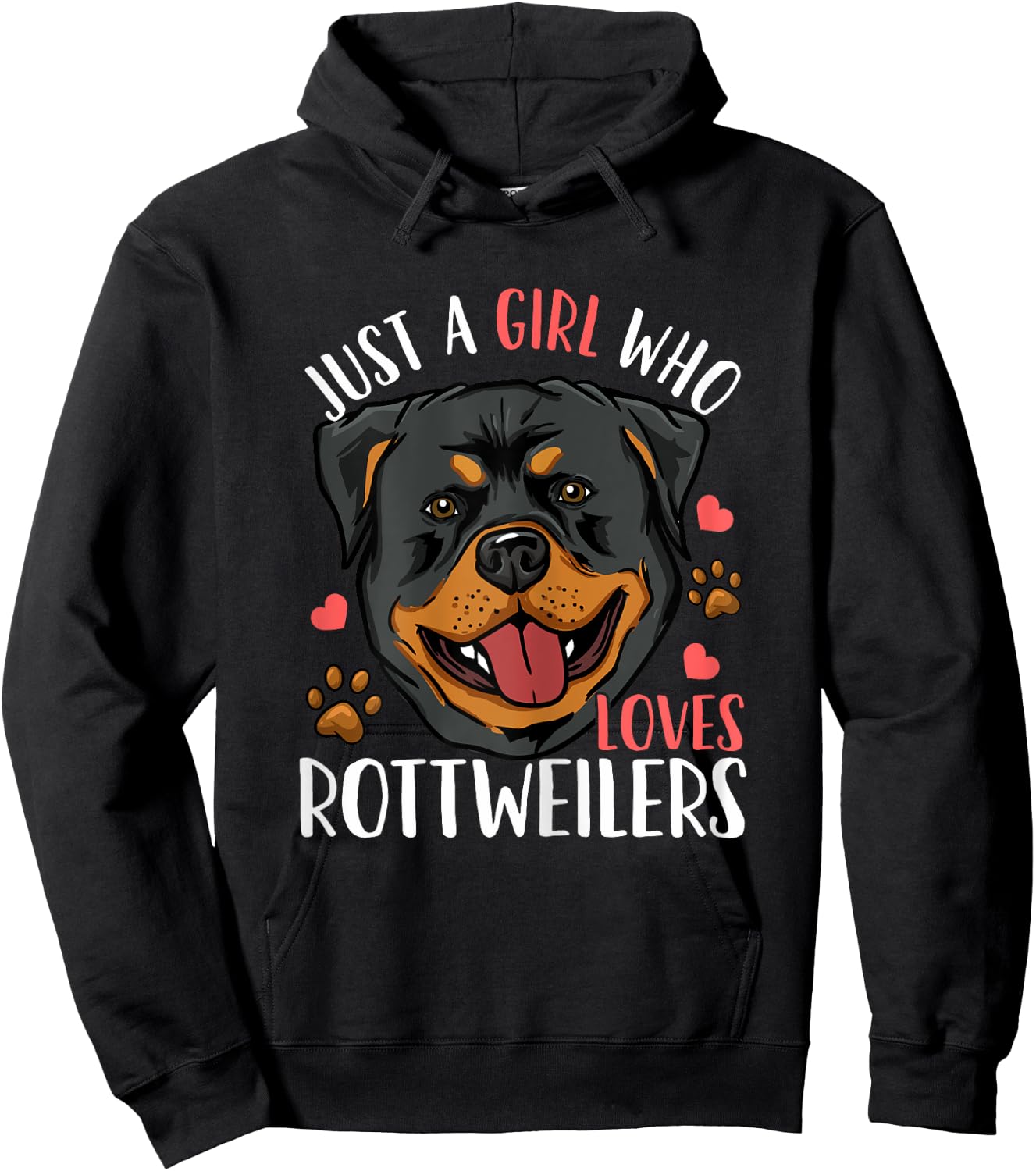 Rottweiler Just A Girl Who Loves Rottweilers Gift Hoodie - Hoodie | Black
