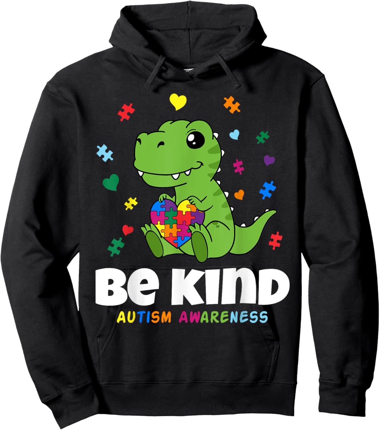 Be Kind Autism Awareness baby Dino Choose Kindness Hoodie - Hoodie | Black