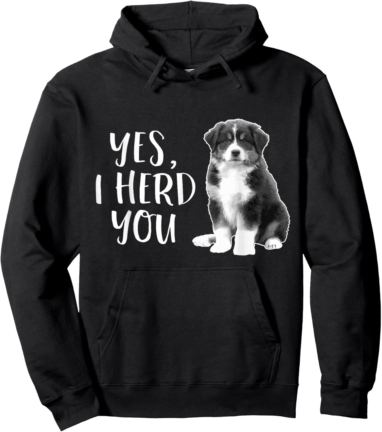 Australian Shepherd Herding Dog Funny I Herd You Mom Dad Small Hoodie - Hoodie | Black