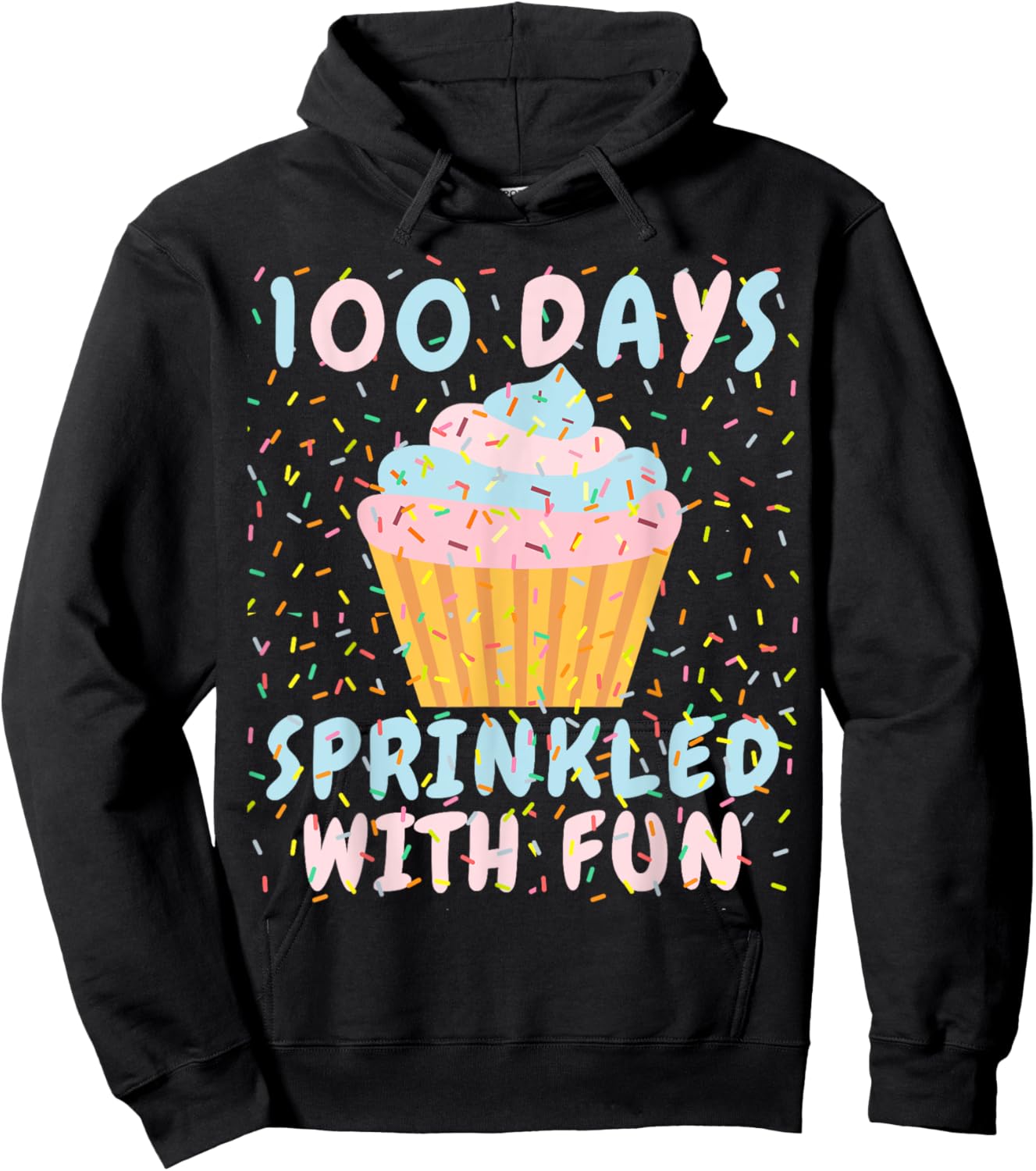 100 Days Sprinkled With Fun Cupcake 100th Day Of School Kids Hoodie - Hoodie | Black