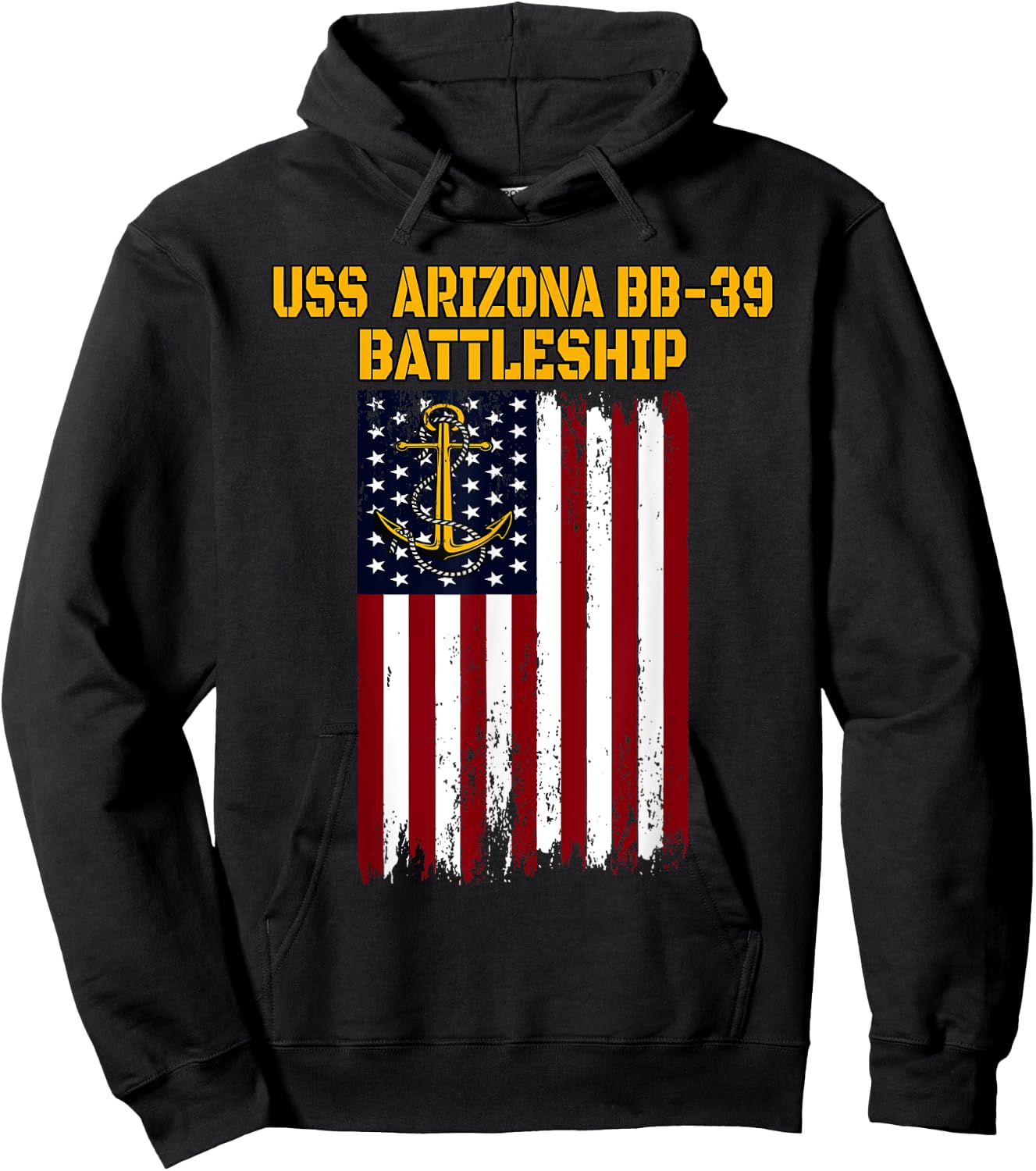 Battleship USS Arizona BB-39 Warship Veterans Father Grandpa Hoodie - Hoodie | Black