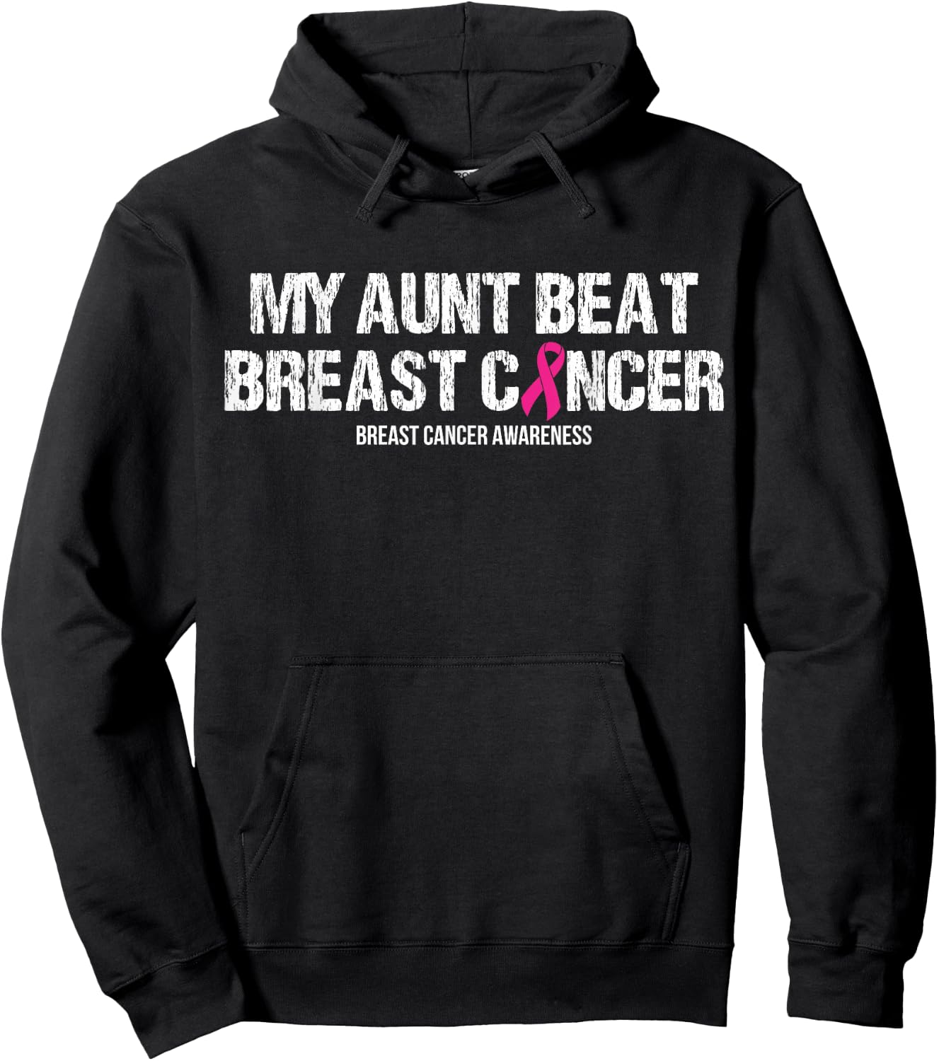 My Aunt Beat Breast Cancer Pink Ribbon Mom Mother Apparel Hoodie - Hoodie | Black