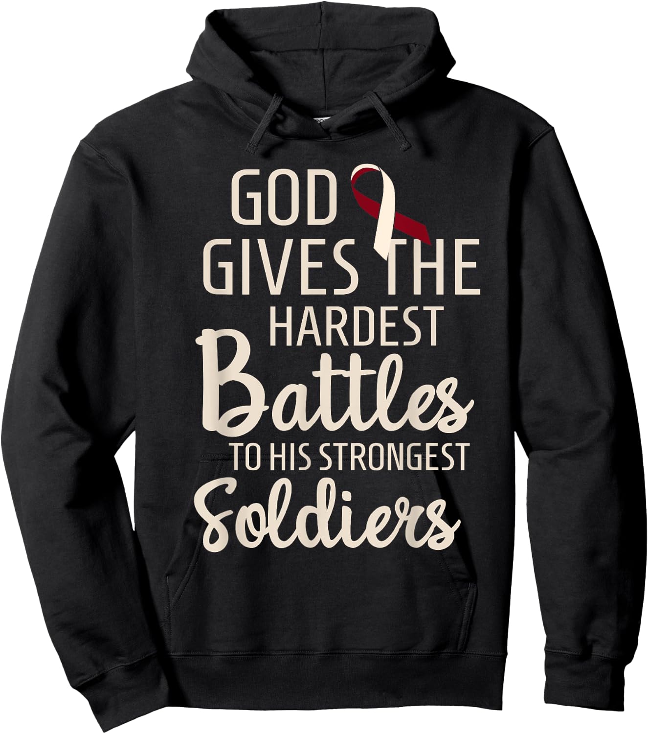 Head & Neck Cancer Fighter Survivor Motivational Burgundy Hoodie - Hoodie | Black