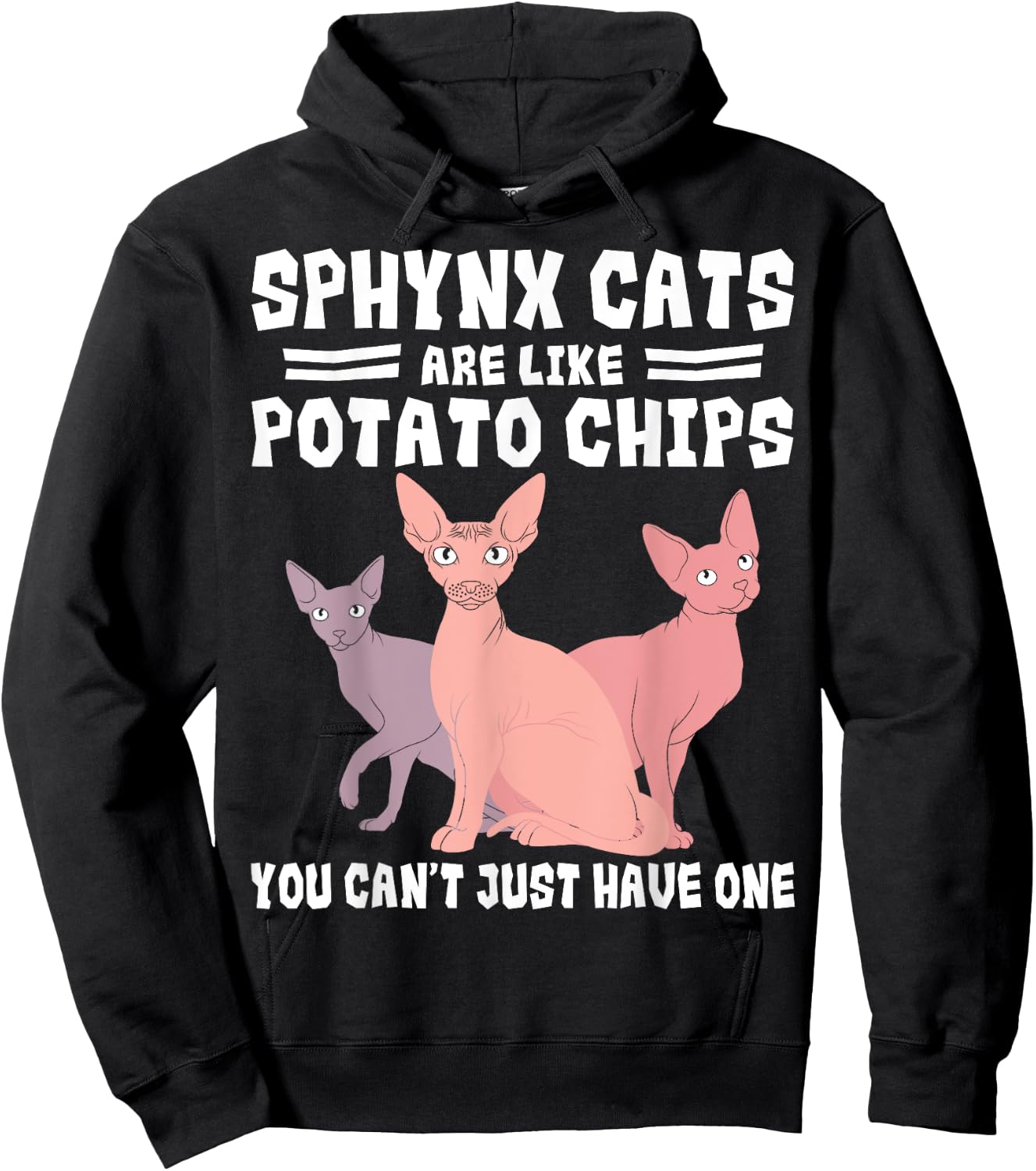 Sphynx Cat Potato Chips Lover Breeder Pet Owner Men Women Girls Kids Hoodie - Hoodie | Black