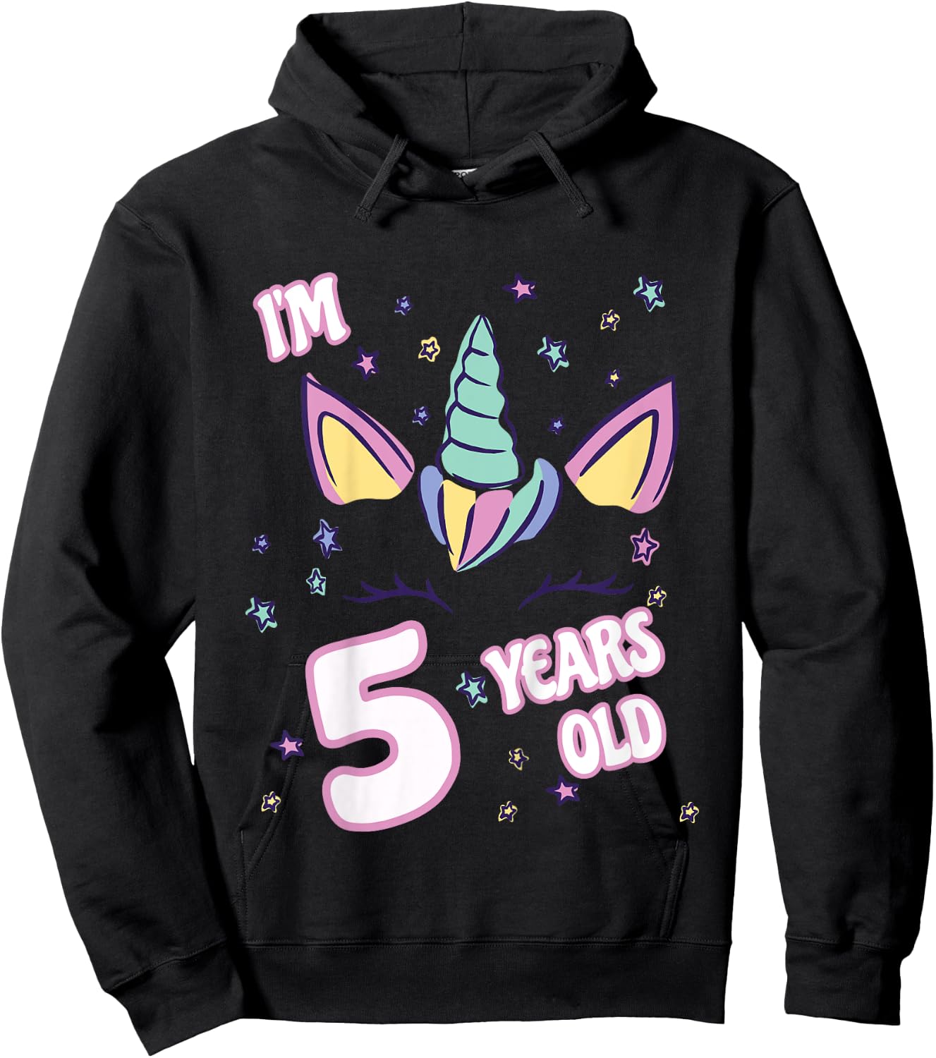Unicorn 5th birthday i'm 5 years old girl unicorn design Hoodie - Hoodie | Black