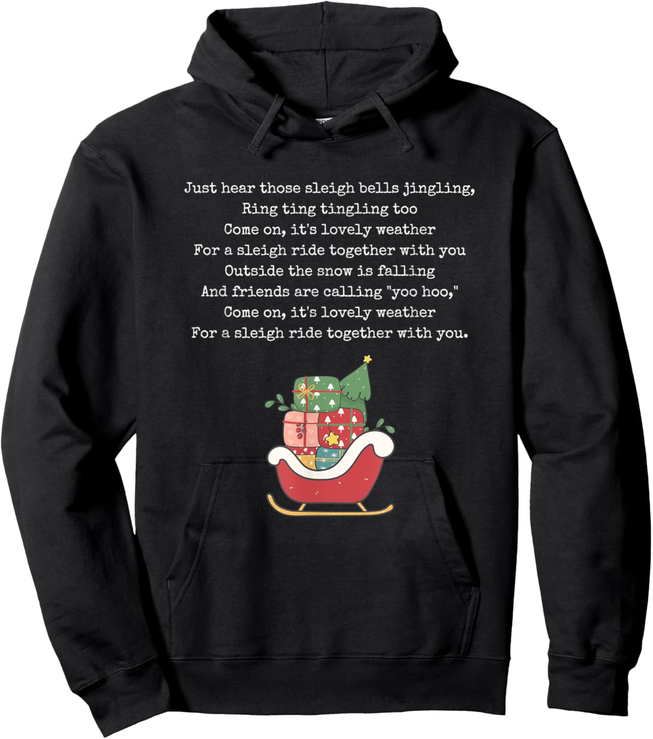 Christmas Carol Music Song Santa Sleigh Ride Xmas Holiday Hoodie - Hoodie | Black