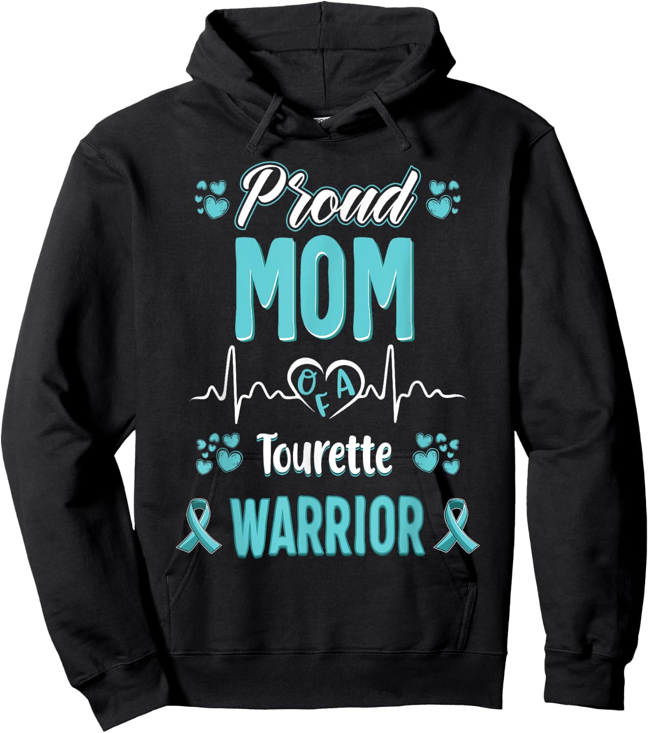 proud Mom Tourette syndrome warrior awareness ribbon Hoodie - Hoodie | Black