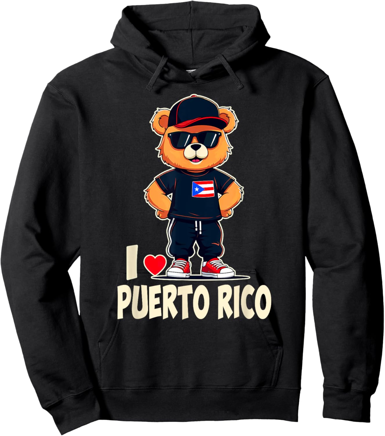 Puerto Rican Flag Teddy Bear I Love Puerto Rico Hoodie - Hoodie | Black