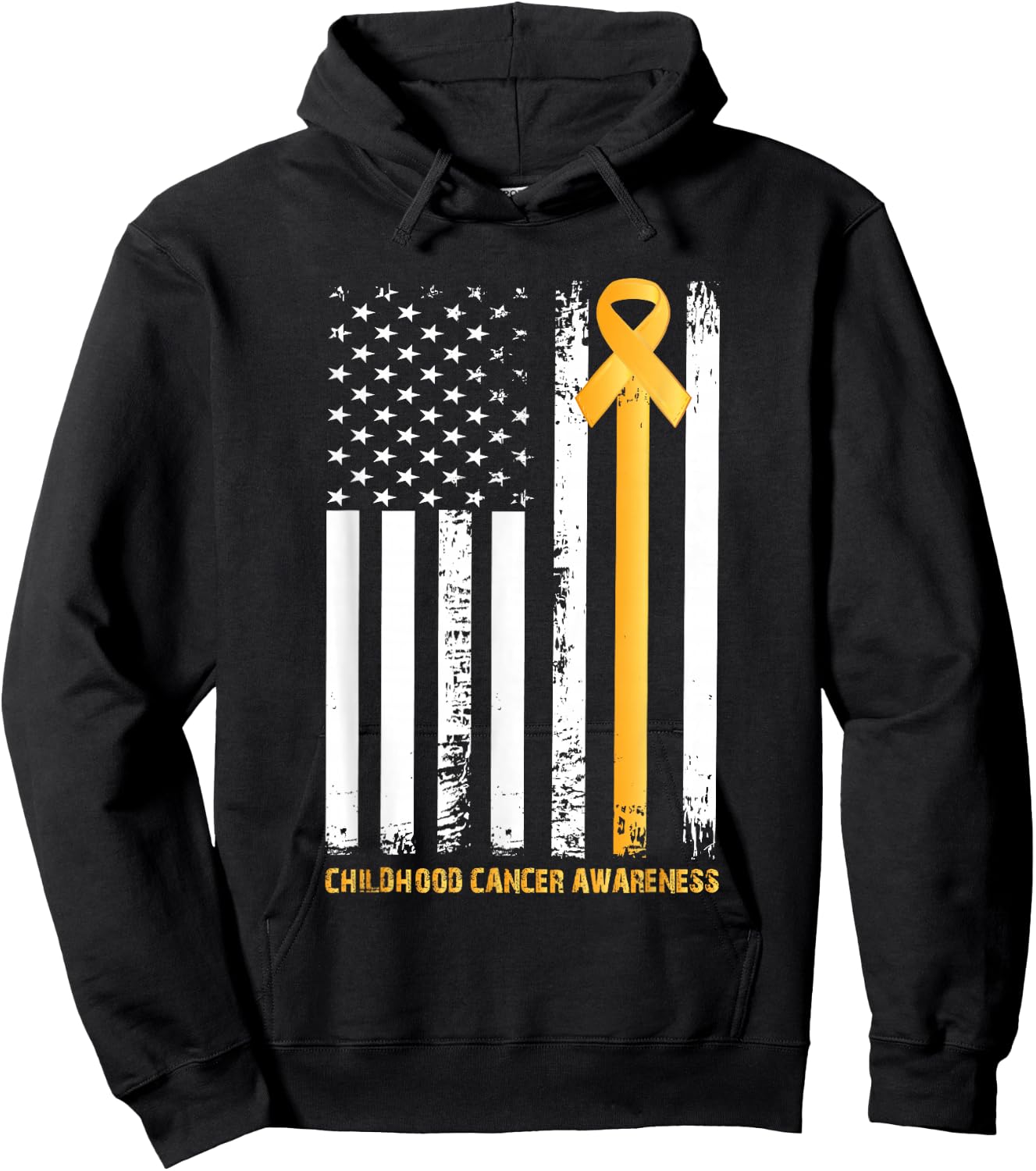 ribbon in a flag, Childhood cancer awareness Hoodie - Hoodie | Black