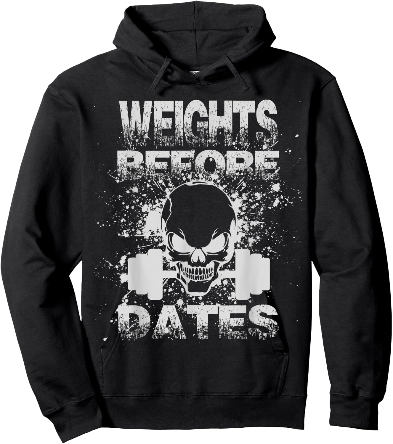 Weights Before Dates Funny Weightlifting Gym Fitness Workout Hoodie - Hoodie | Black