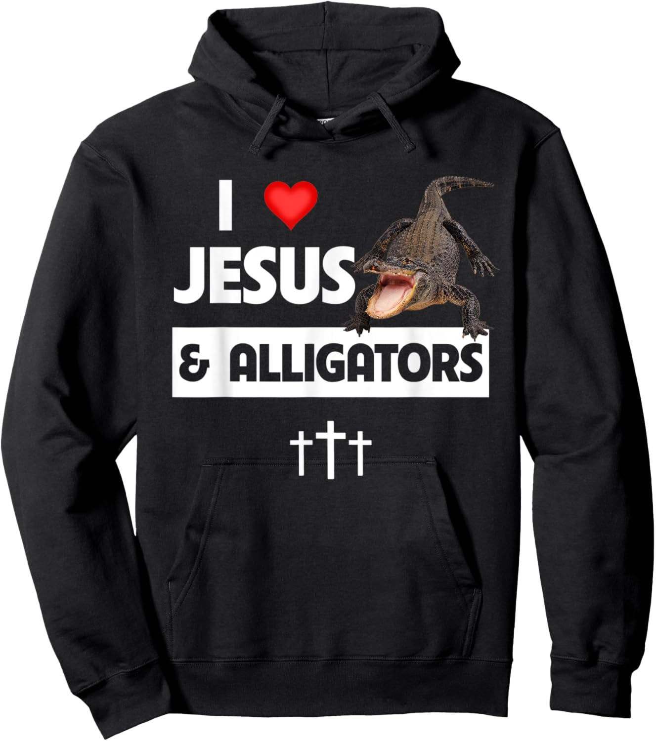 I Love Jesus and Alligators Reptile Christian Sunday Church Hoodie - Hoodie | Black