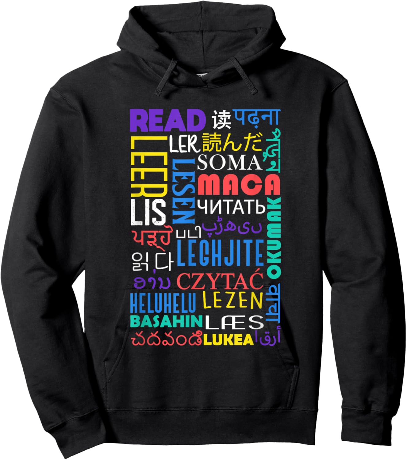 Read in Every Language Multilingual Typography Hoodie - Hoodie | Black