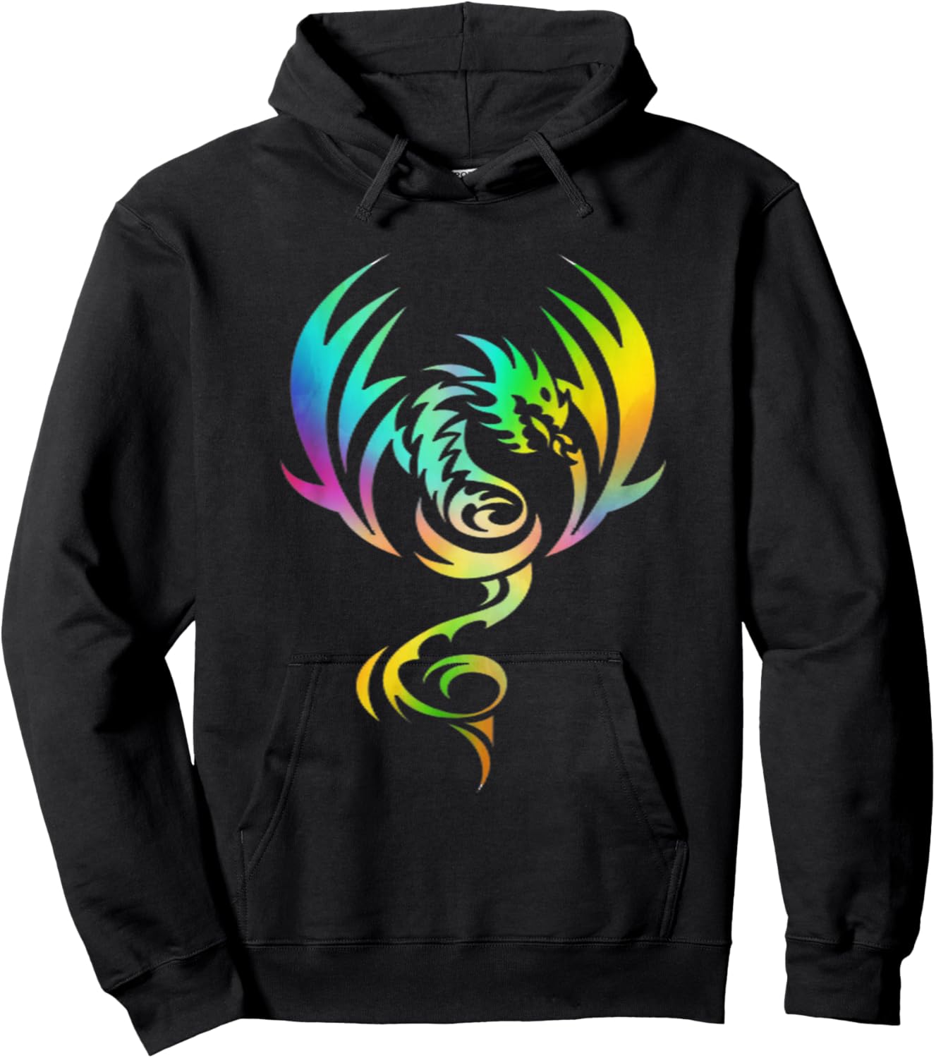 Medieval Mythical Animal Dragon With Rainbow Wings For Young Hoodie - Hoodie | Black