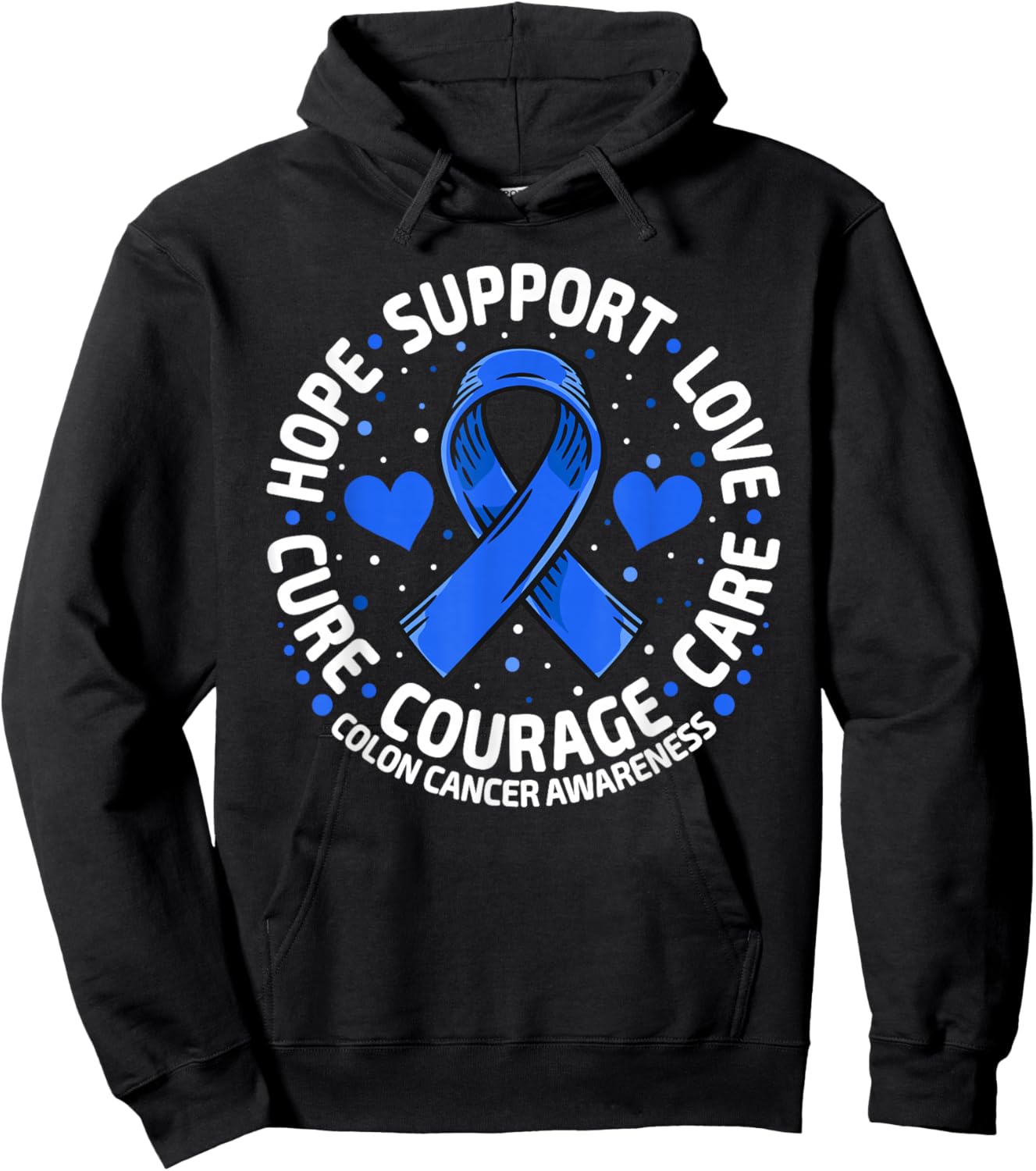 Colorectal Cancer Family Support Blue Colon Cancer Awareness Hoodie - Hoodie | Black