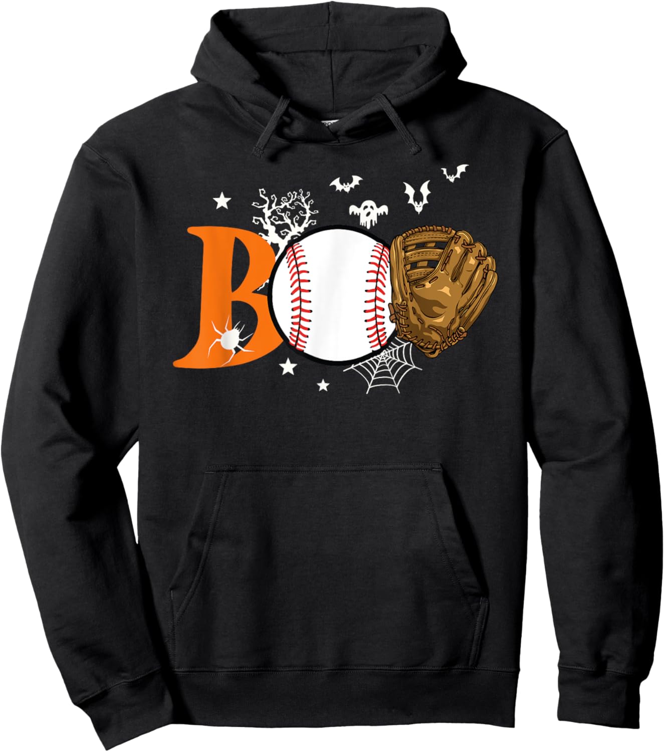 Boo Baseball Halloween Player Catcher Pitcher Spooky Season Hoodie - Hoodie | Black