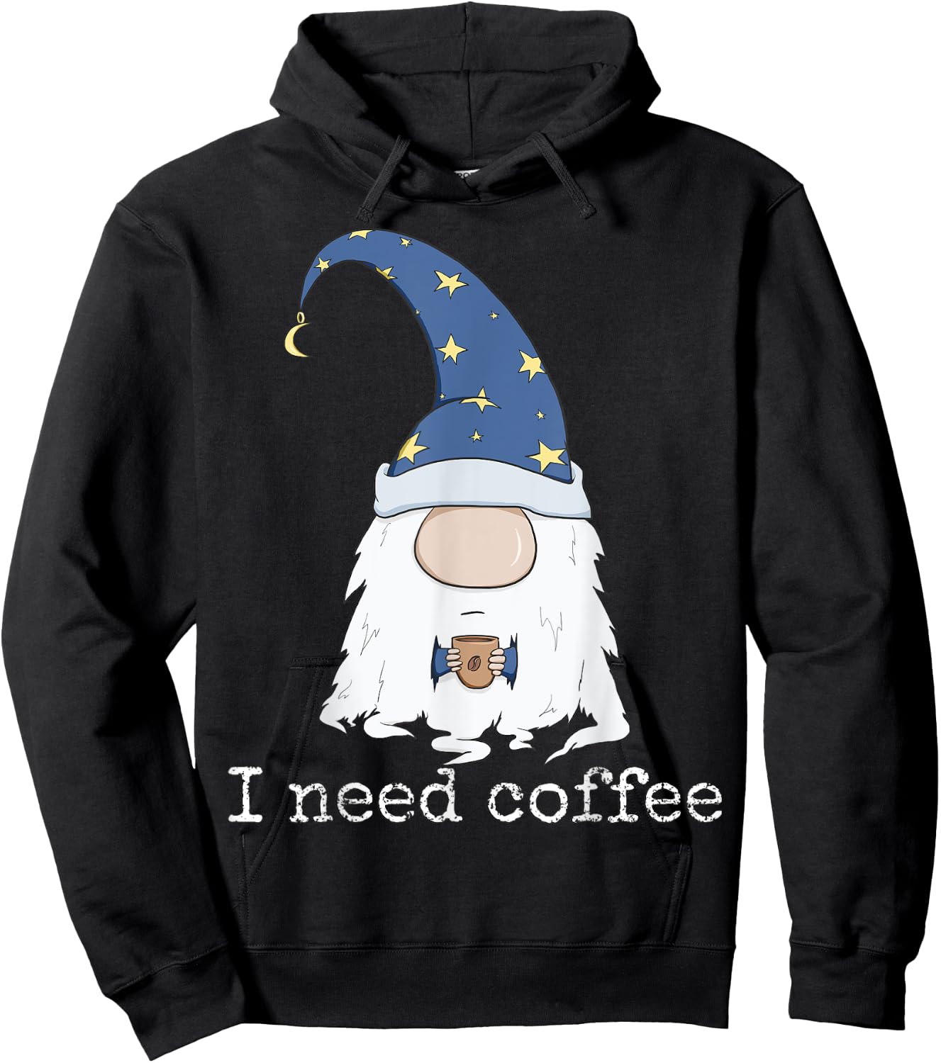 I Need Coffee Shirt - Funny Coffee & Gnome Lovers Christmas Hoodie - Hoodie | Black