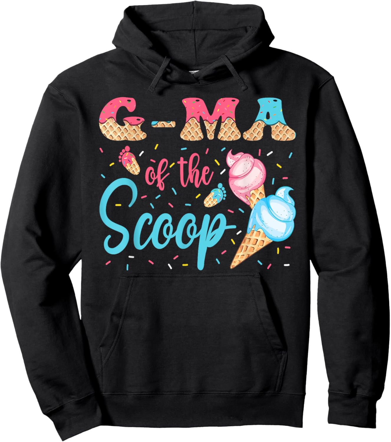 G-Ma Of The Scoop Ice Cream Gender Reveal Baby Shower Hoodie - Hoodie | Black