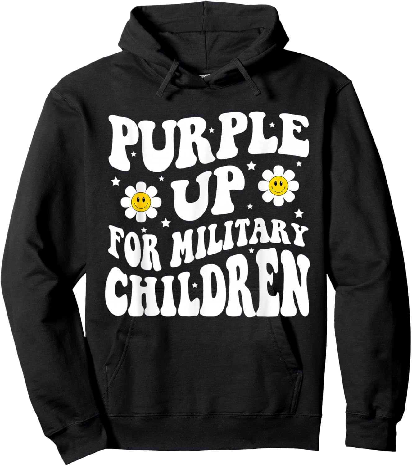 Groovy Purple Up for Military Kids Military Child Month Hoodie - Hoodie | Black