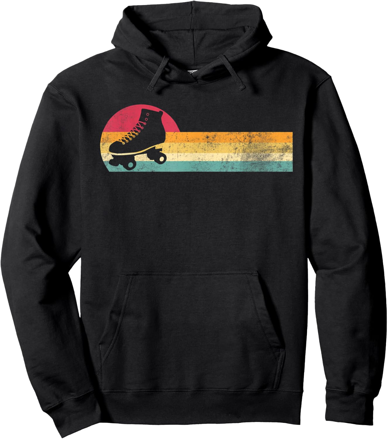 Retro Vintage Rollerskates Silhouette Roller Skating 80s 70s Hoodie - Hoodie | Black