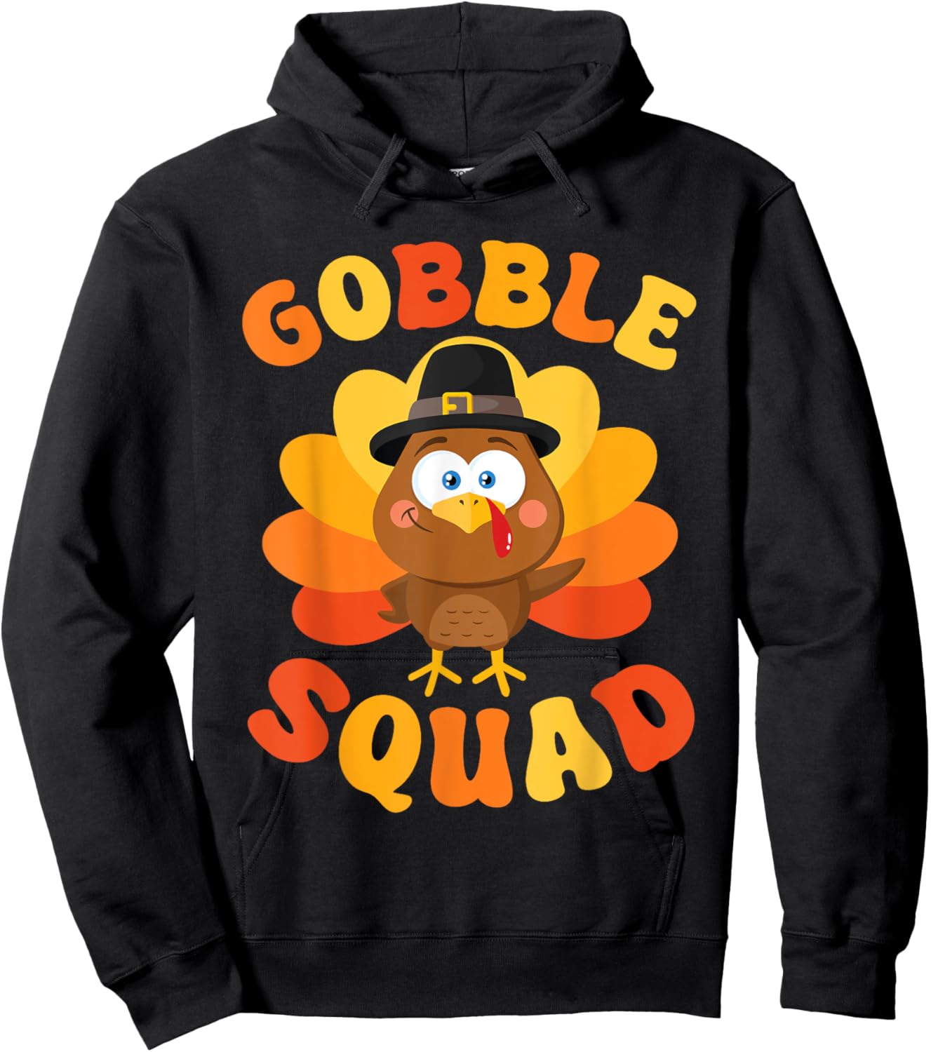 Gobble Squad Cute Turkey Thanksgiving Hoodie - Hoodie | Black
