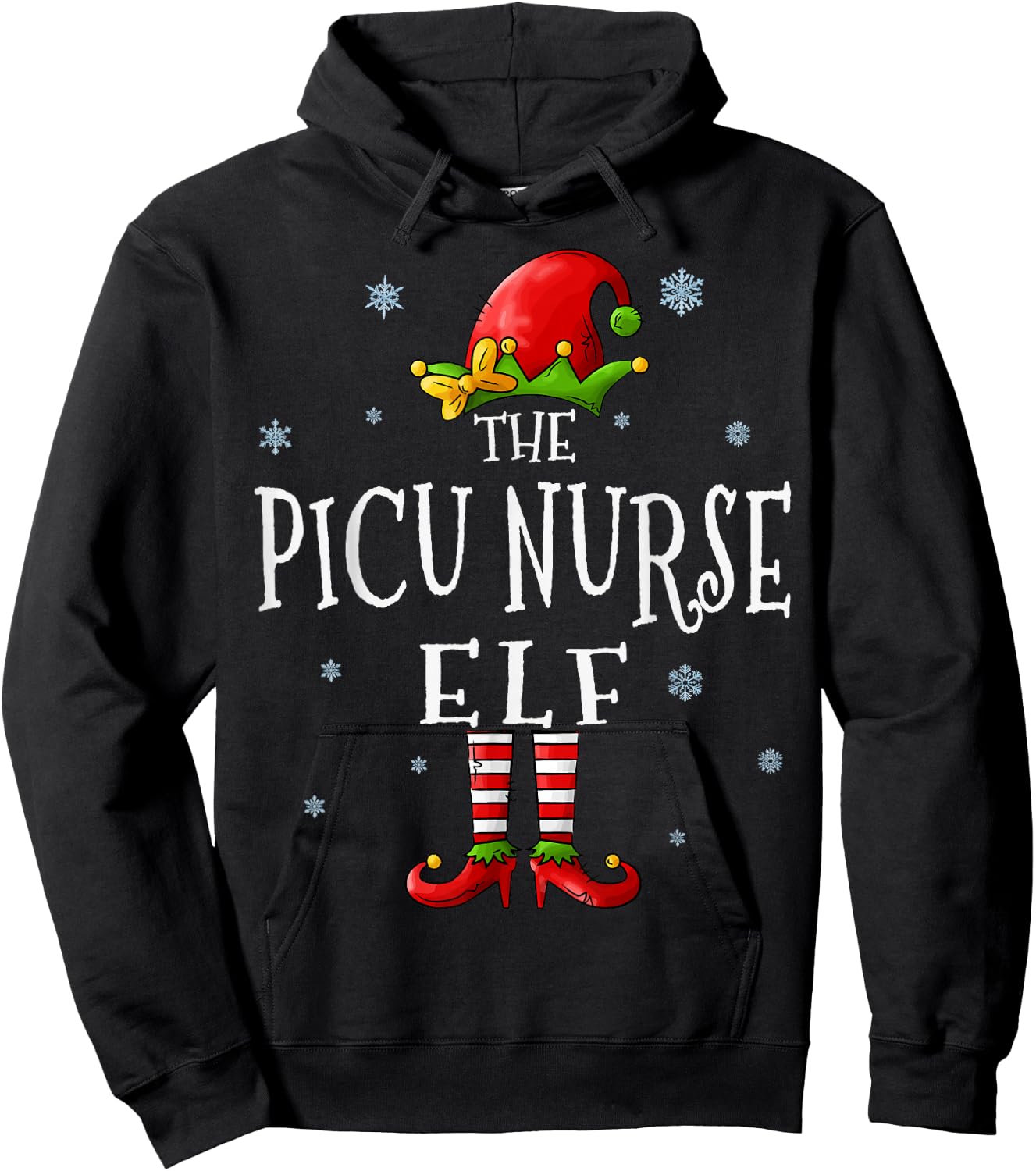 The Picu Nurse Elf Squad Funny Groupe Matching Christmas Hoodie - Hoodie | Black