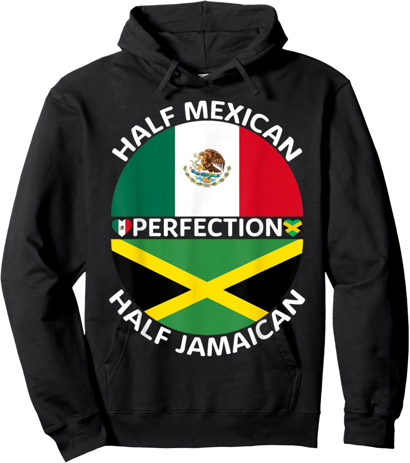 Half Mexican Half Jamaican Mexico Jamaica Flag Men Women Hoodie - Hoodie | Black