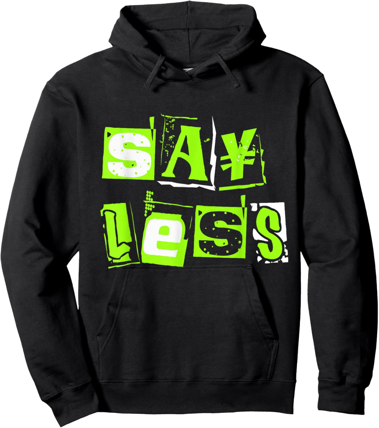 Green Say Less Green Color Graphic Hoodie - Hoodie | Black