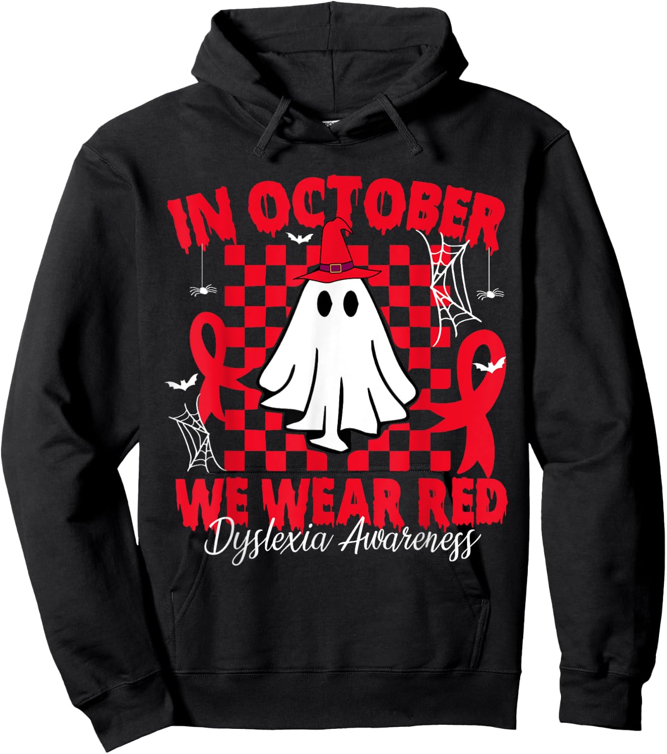 I Wear Red Dyslexia Awareness Month Dyslexia Hoodie - Hoodie | Black