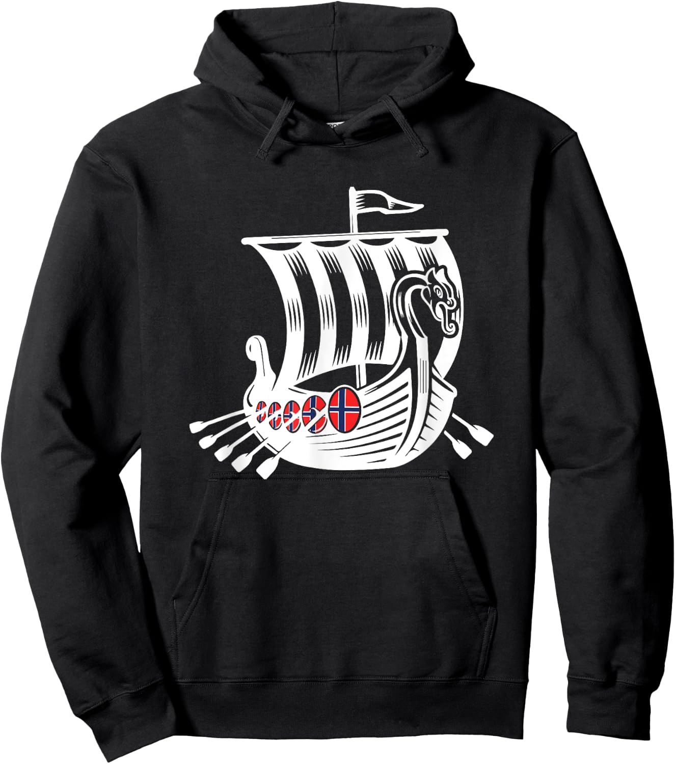 Norway Viking Ship Shirt Norwegian Flag Dragon Boat Hoodie - Hoodie | Black