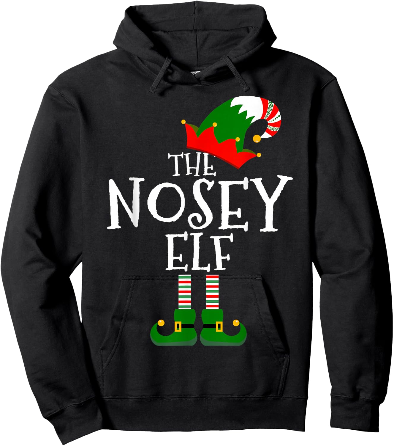 The Nosey Elf Costume Matching Family Group Gift Christmas Hoodie - Hoodie | Black