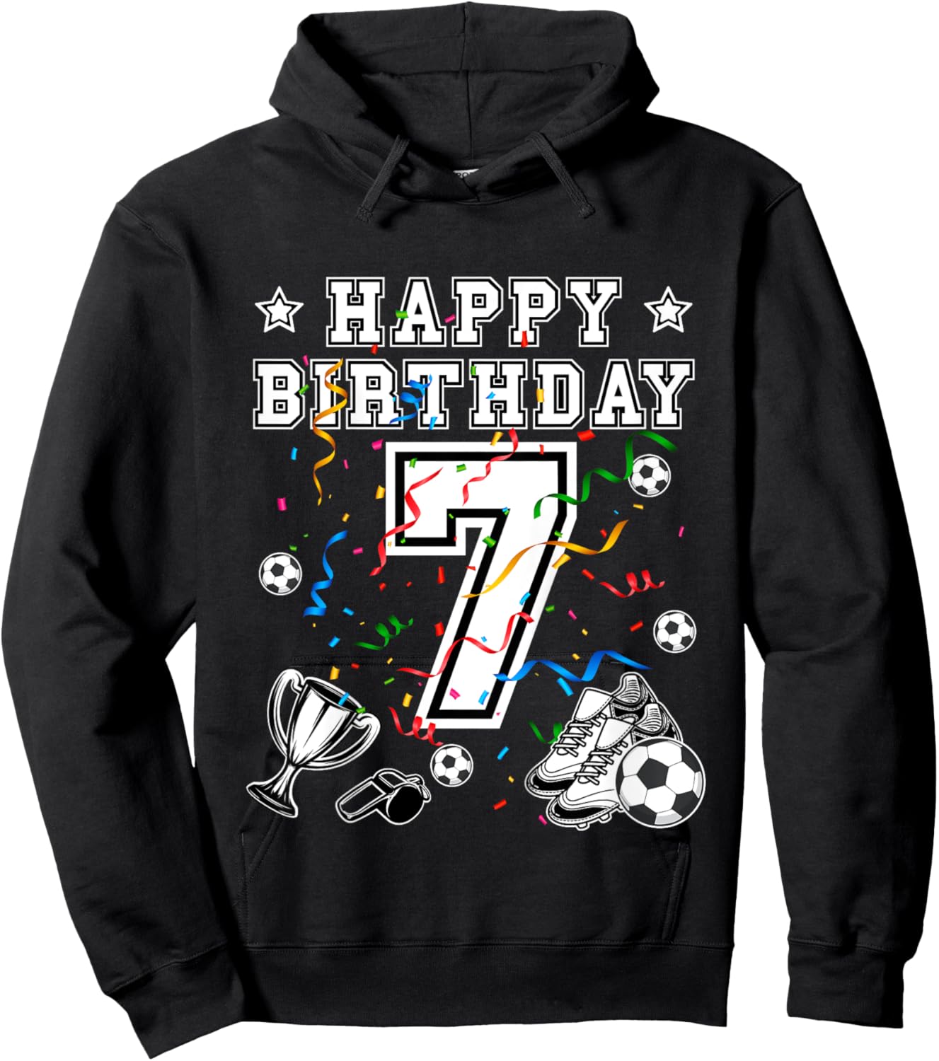 Soccer Birthday 7 Years Soccer jersey Soccer ball Soccershoe Hoodie - Hoodie | Black