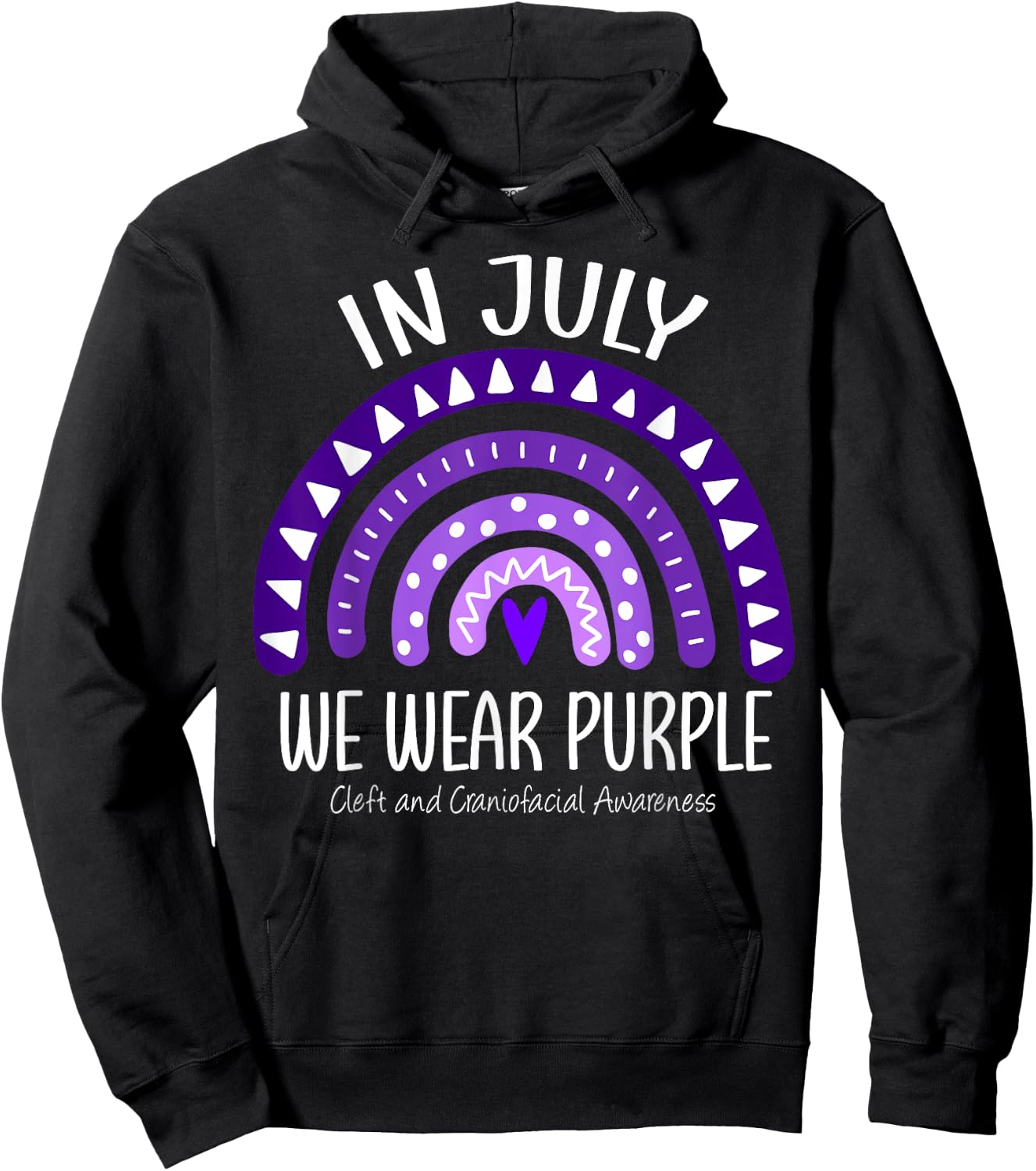 Rainbow July We Wear Purple Cleft and Craniofacial Awareness Hoodie - Hoodie | Black
