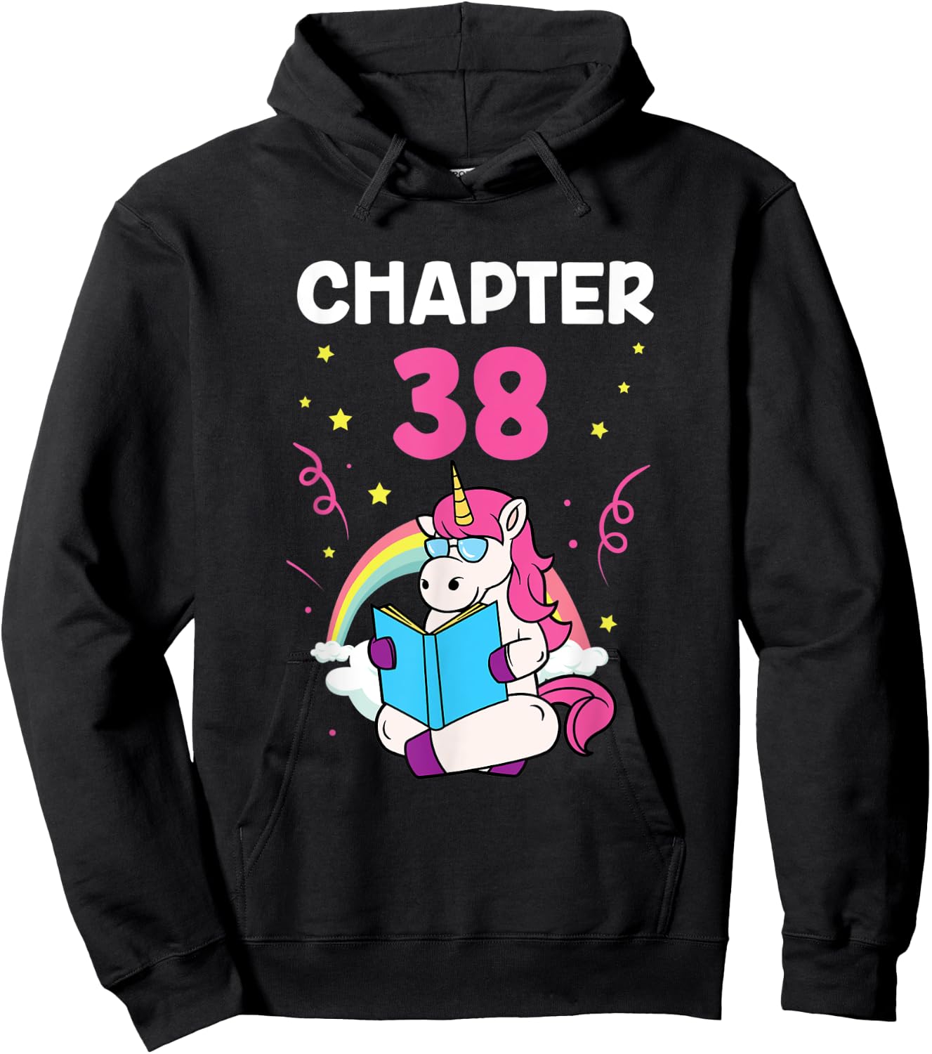 Chapter 38 38th Birthday Party Thirty Eight Years Unicorn Hoodie - Hoodie | Black