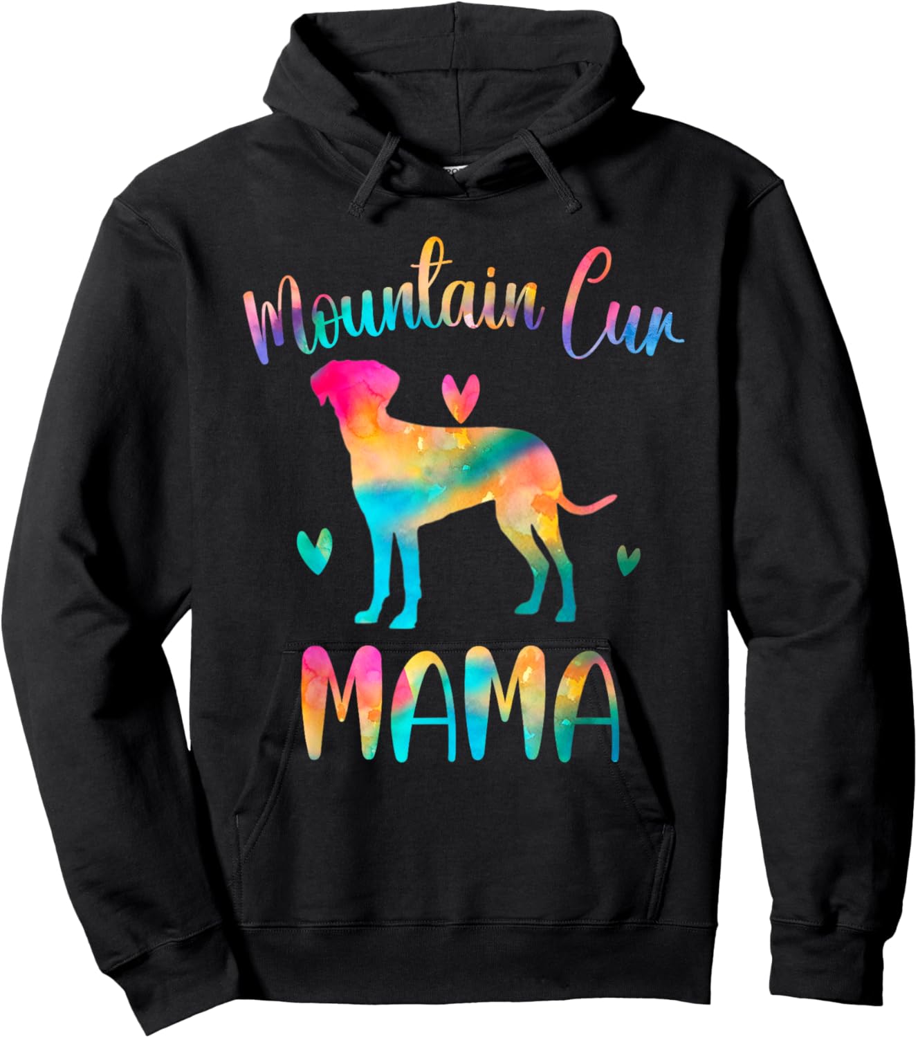 Mountain Cur Mama Colorful Mountain Cur Cute Gifts Dog Mom Hoodie - Hoodie | Black